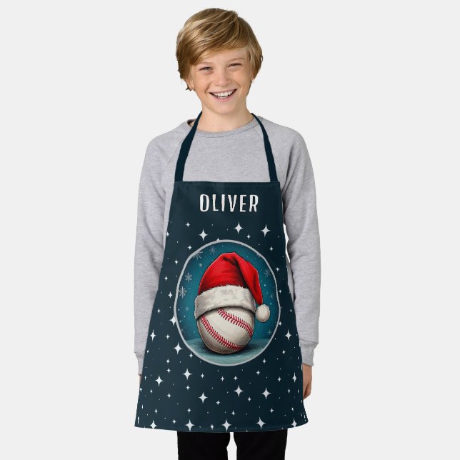 Tablier Bal de baseball avec Santa Hat Snowflakes (Porté)