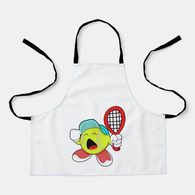 Tablier Bal de tennis avec raquette de tennis (Recto)