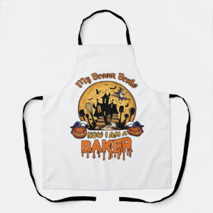 Tablier Balai Brisé Pâtissier Halloween Sorcière Chef Citr