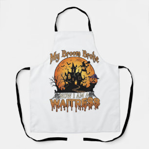 Tablier Balai Cassé Serveuse Halloween Sorcière Maison Han