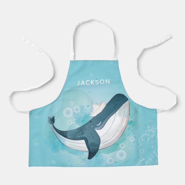 Tablier Baleine bleue personnalisée (Recto)