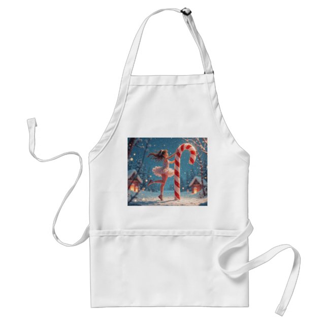 Tablier Ballerina Anime Fille et Sucre de canne Noël (Devant)