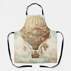 Tablier Ballon à air chaud vintage Steampunk Floral Blue (