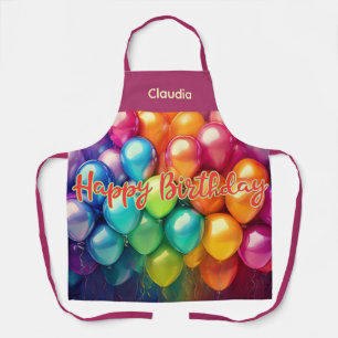Tablier Balloons Arc-en-ciel Personnalisés Joyeux Annivers