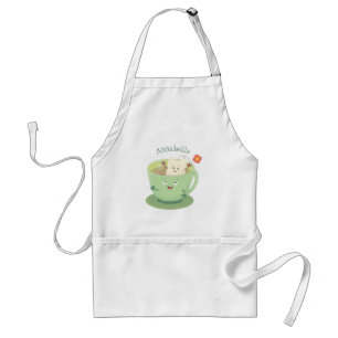 Tablier Bande dessinée de la tasse de thé mignonne humour 