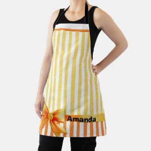Tablier Bande jaune et orange, ruban personnalisé