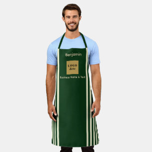 Tablier Bande verte et crème personnalisée