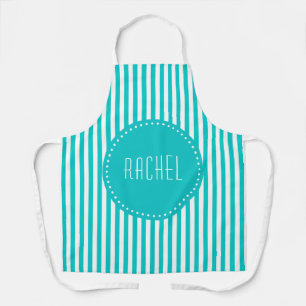 Tablier Bandes bleu turquoise et blanc