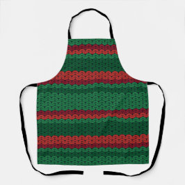Tablier Bandes de Knit rouge et vert