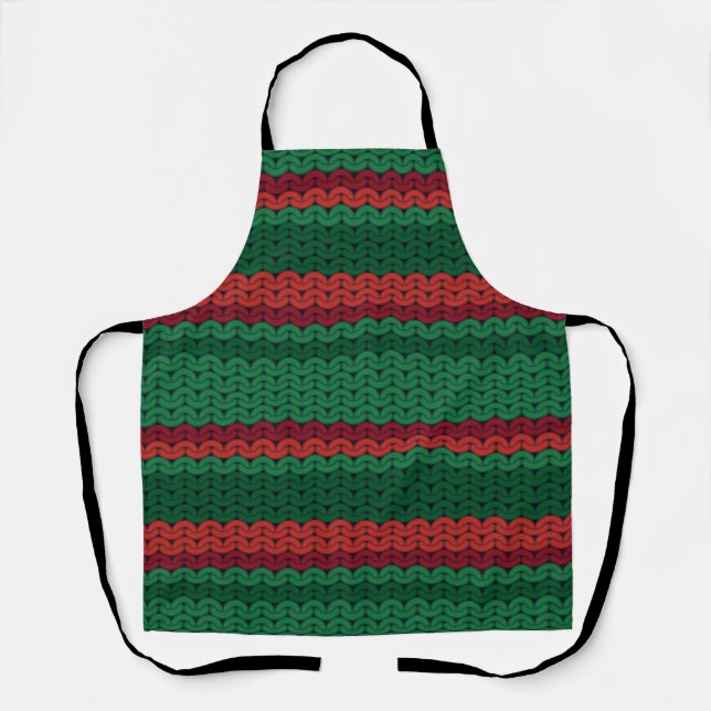 Tablier Bandes de Knit rouge et vert (Recto)