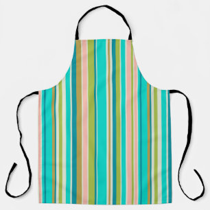 Tablier Bandes de pêche et turquoise roses rétro-verticale