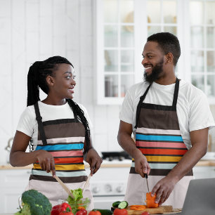 Tablier Bandes de style Vintage multicolore foncé