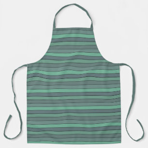 Tablier Bandes vertes et grises hivernales sur papier aqua