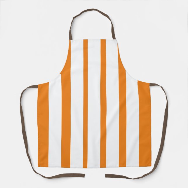 Tablier Bandes Verticales Orange Et Blanc (Recto)
