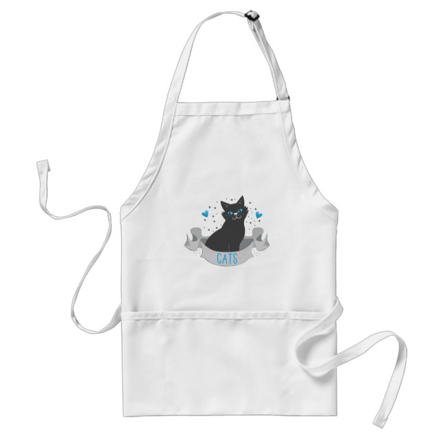 Tablier Bannière de chat noir (Devant)