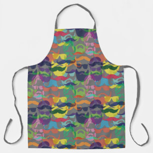 Tablier Barbe Colorée Hipster Et Motif Moustache