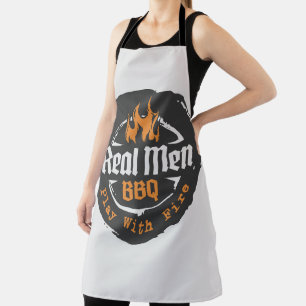 Tablier Barbecue Grill Gris Flammes Vrais Hommes BBQ