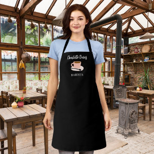 Tablier Barista noir blanc tasse de café