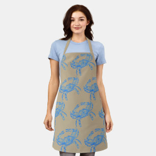 Tablier Barre d'impression recouverte de crabe bleu Vintag