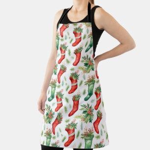 Tablier Bas de Noël verts et rouges