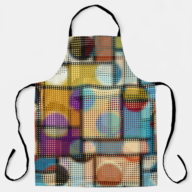 Tablier Basse bâtisse en poly pixel, motif géométrique. (Recto)