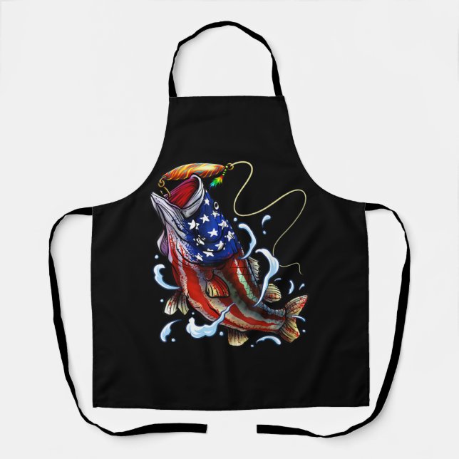Tablier Basse Pêche Poisson Drapeau américain Pêche patrio (Recto)