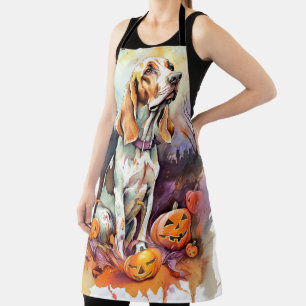 Tablier Basset Hound d'Halloween avec citrouilles effrayan