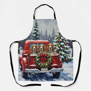 Tablier Basset Hound Noël Camion Rouge Fêtes