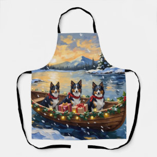 Tablier Bateau de Noël de Rough Collie pour les Fêtes