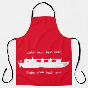 Tablier Bateau étroit blanc avec texte Tout-sur-impression