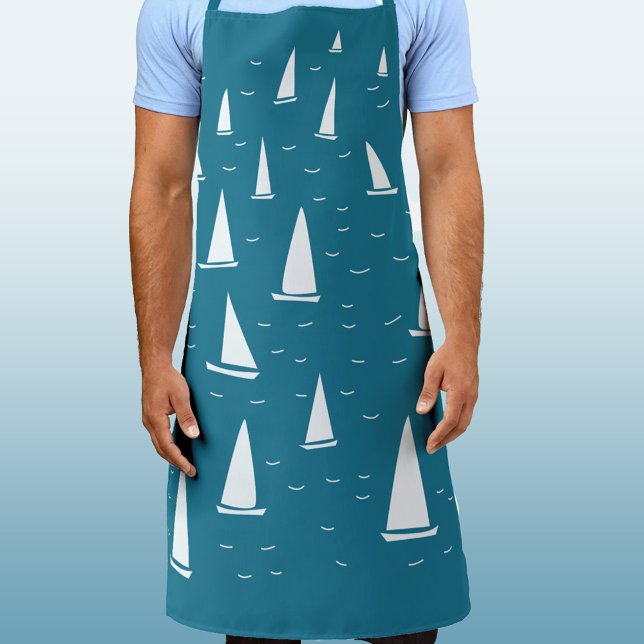 Tablier Bateau Nautique (Sailing boat nautical teal green apron)