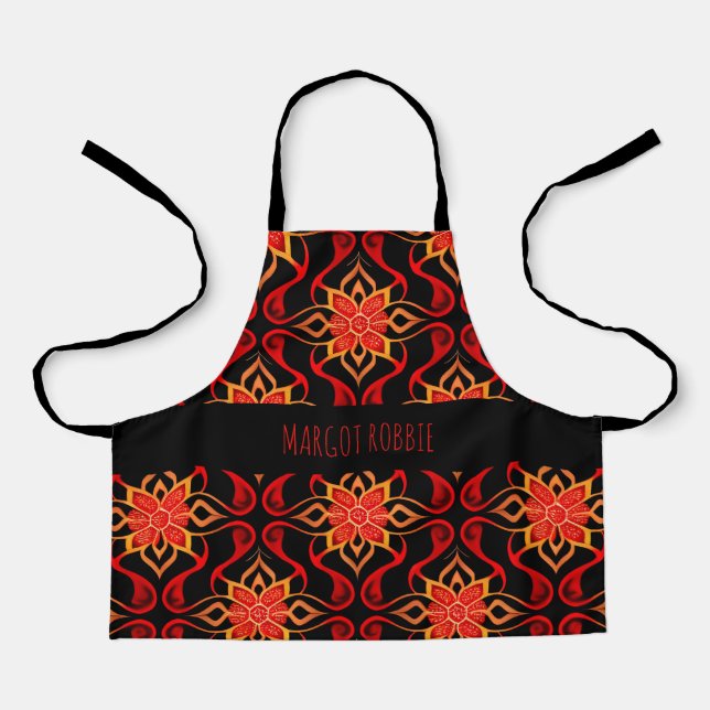 Tablier Batik indonésien Abstrait motif floral (Recto)