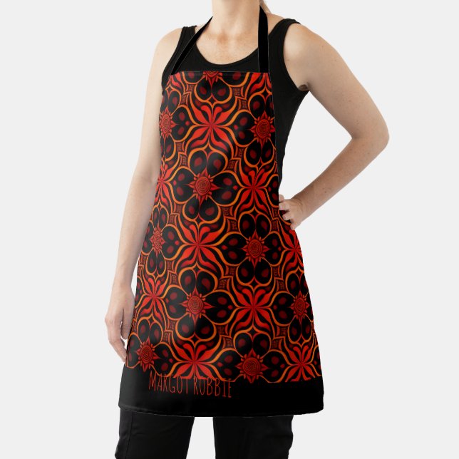 Tablier Batik indonésien Abstrait Rouge Floral (Insitu)