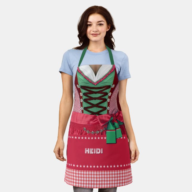 Tablier Bavarois Dirndl avec votre nom (Porté)