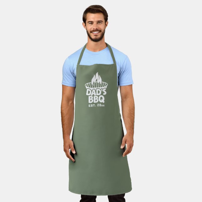 Tablier BBQ Grill de papa Logo Camo Green (Porté)