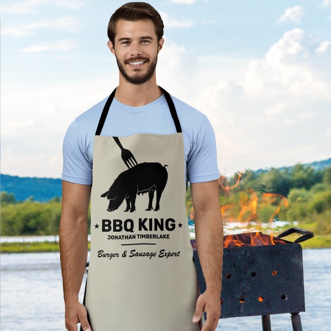 Tablier BBQ King Votre nom Boucher Cuisine (Créateur téléchargé)