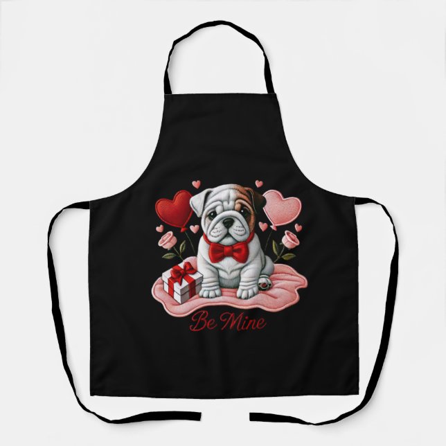 Tablier Be Mine Valentine English Bulldog Apron (Recto)