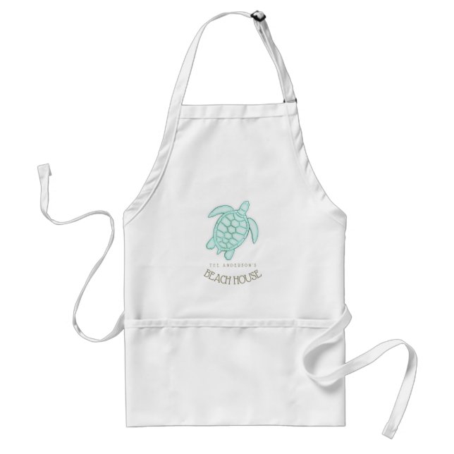 Tablier Beach House Tortue nautique Aqua Blue ID623 (Devant)