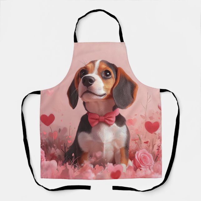 Tablier Beagle avec des roses - Saint-Valentin (Recto)