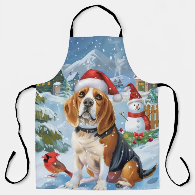 Tablier Beagle Chien Winter Wonderland Noël Joie (Recto)