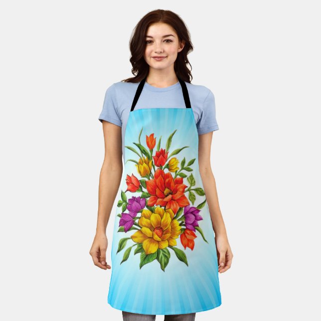 Tablier Beau Bouquet De Fleurs Aquarelles-34123 (Porté)