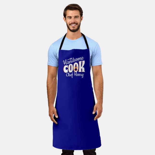 Tablier beau cuisinier chef génial marine bleu (Porté)