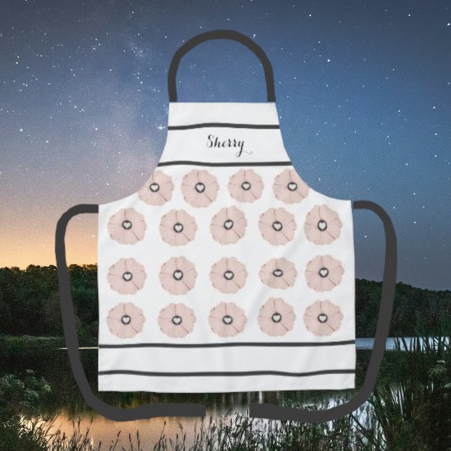 Tablier Beau gris charbon et rose floral Apron (Créateur téléchargé)