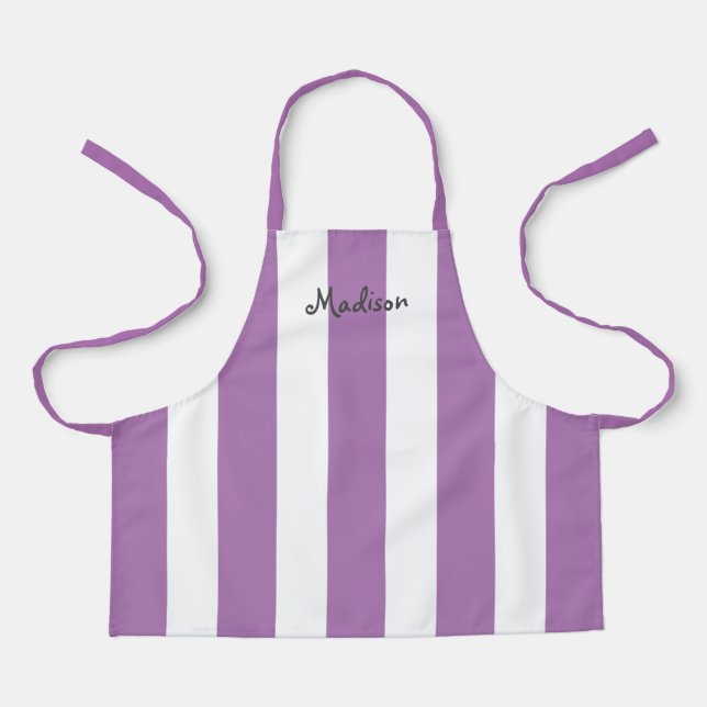 Tablier Beau Violet Grandes Blancs Enfants Personnalisés (Recto)