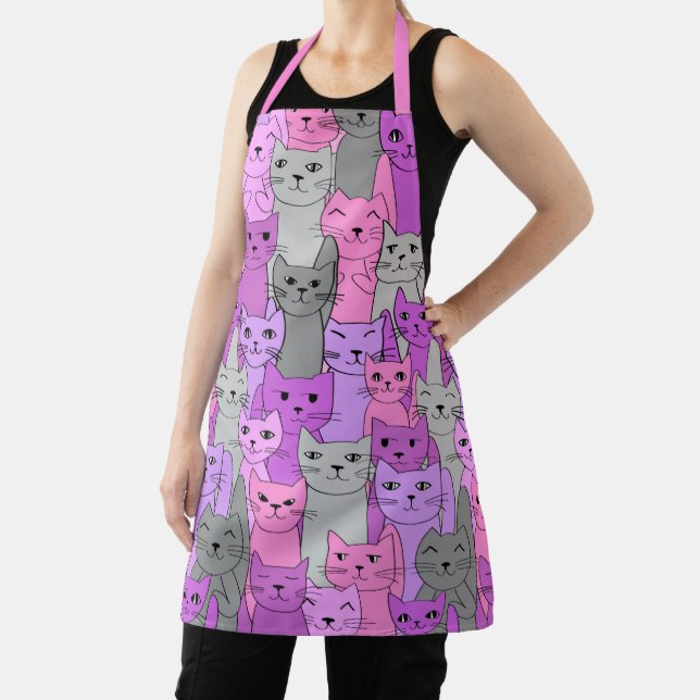 Tablier Beaucoup de chats roses conception (Insitu)