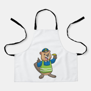 Tablier Beaver en tant qu'agent de police avec sifflet
