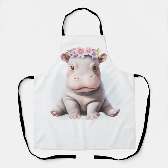 Tablier Bébé adorable Hippopotamus (Recto)