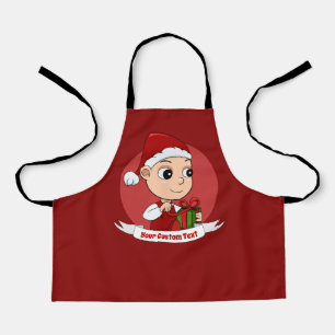 Tablier Bébé de Noël mignon avec cadeau et casquette Père