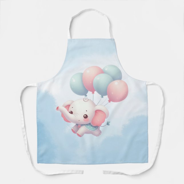 Tablier bébé éléphant avec ballons (Recto)