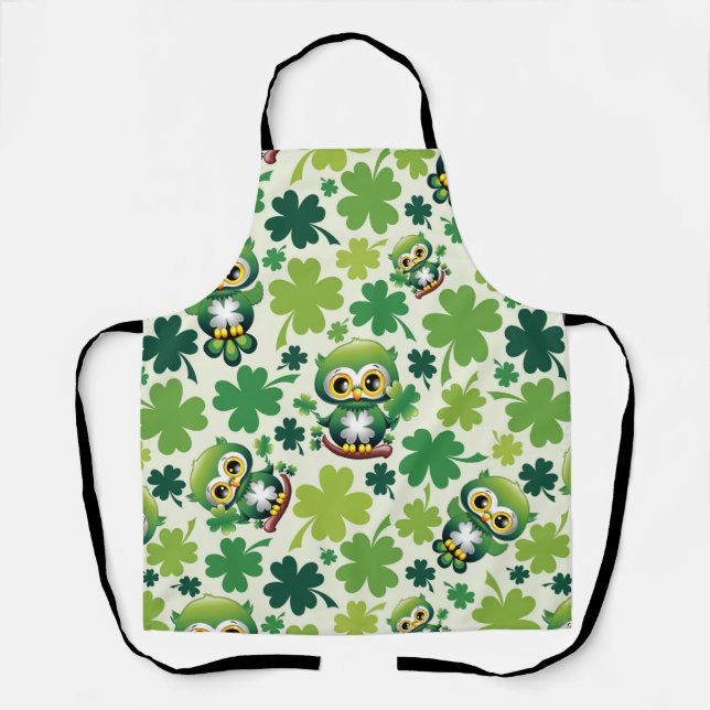 Tablier Bébé Hibou Mignon St Patrick Dessin Animé (Recto)